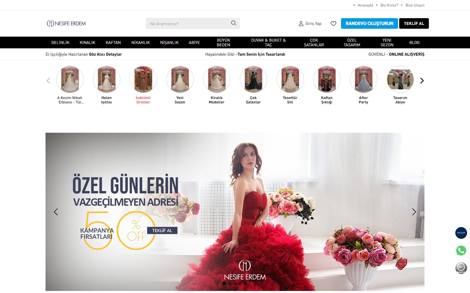 Nesife Erdem e-ticaret sitesi görünümü