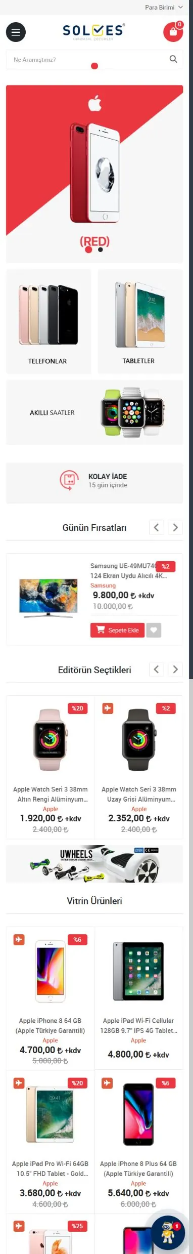 Tema 03 mobil mağaza görünümü