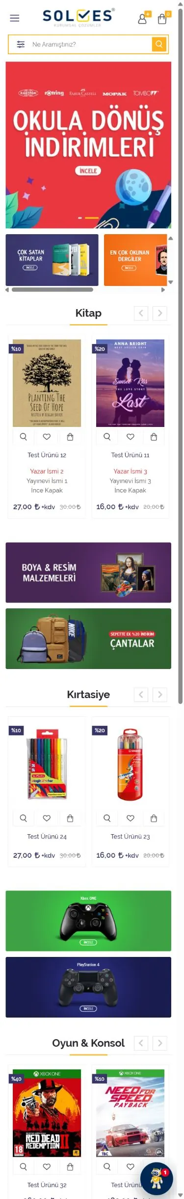 Tema 10 mobil mağaza görünümü