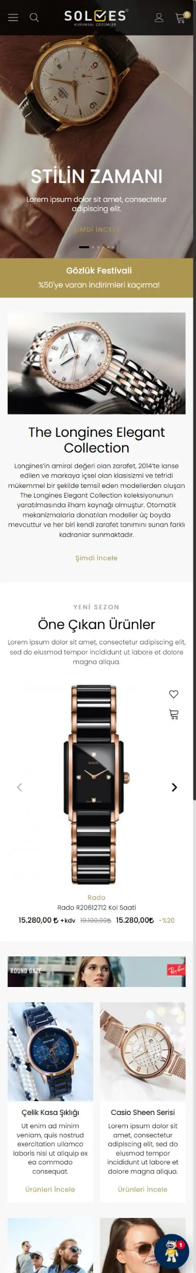 Tema 14 mobil mağaza görünümü