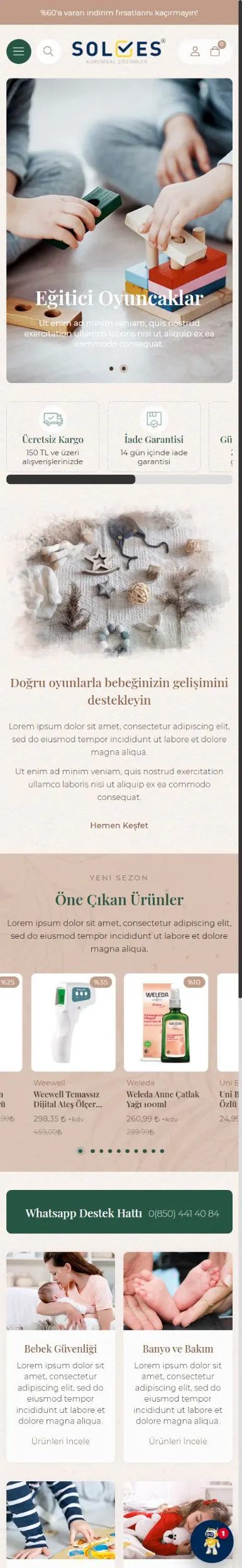 Tema 15 mobil mağaza görünümü