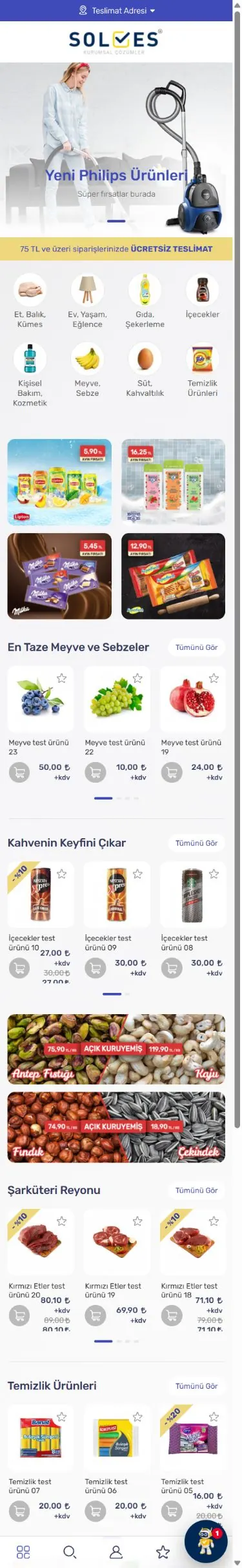 Tema 18 mobil mağaza görünümü