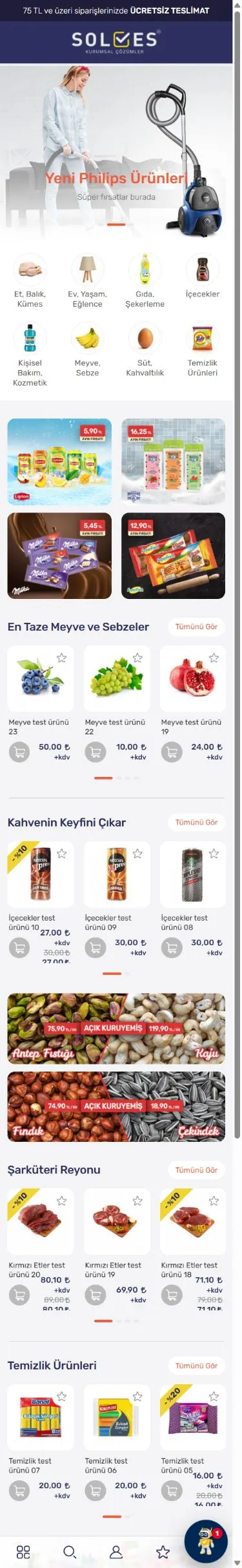 Tema 18v2 mobil mağaza görünümü