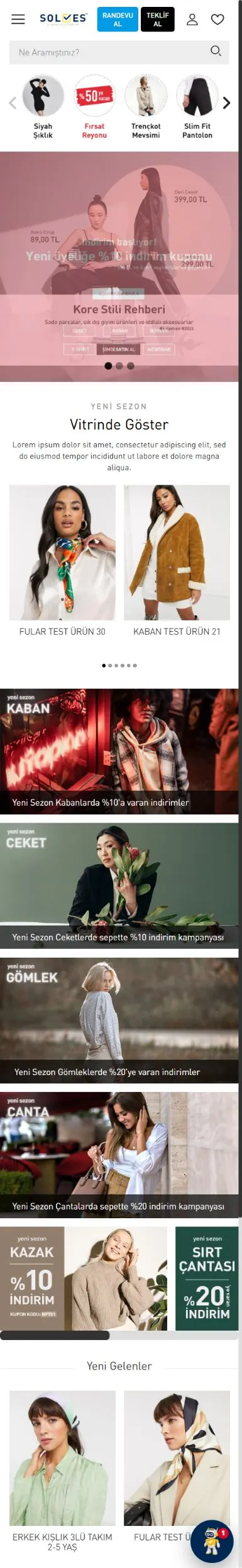 Tema 19 mobil mağaza görünümü