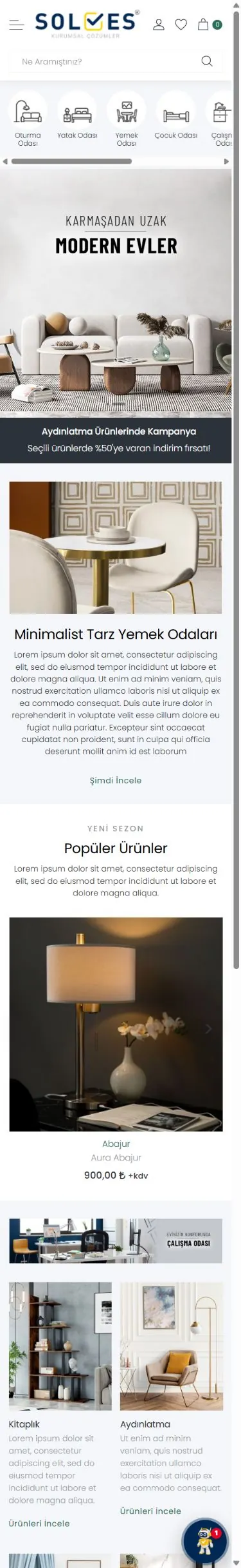 Tema 21 mobil mağaza görünümü