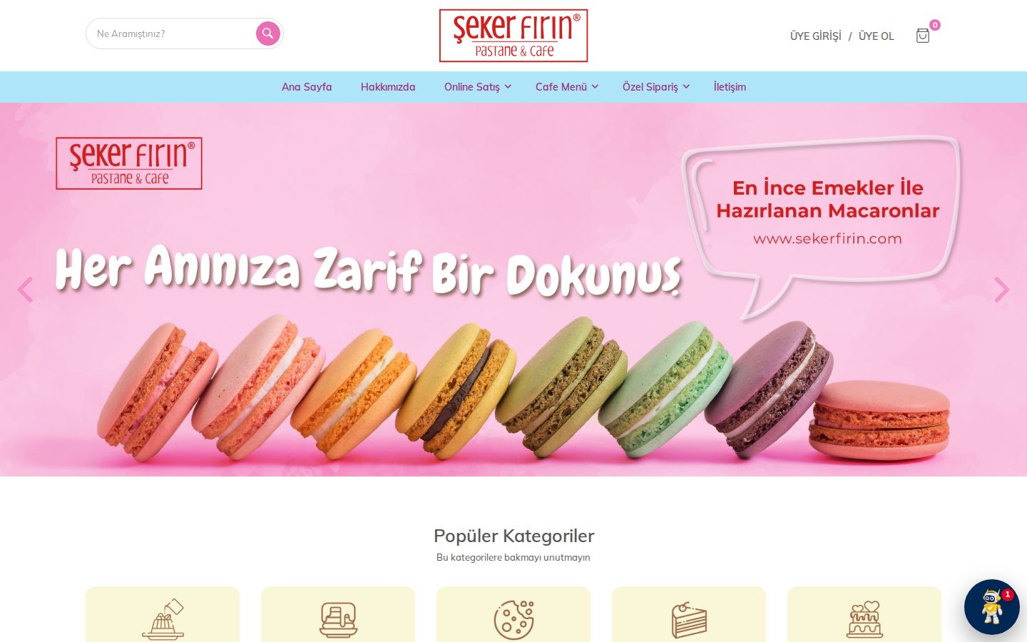 Şeker Fırın canlı web sitesi